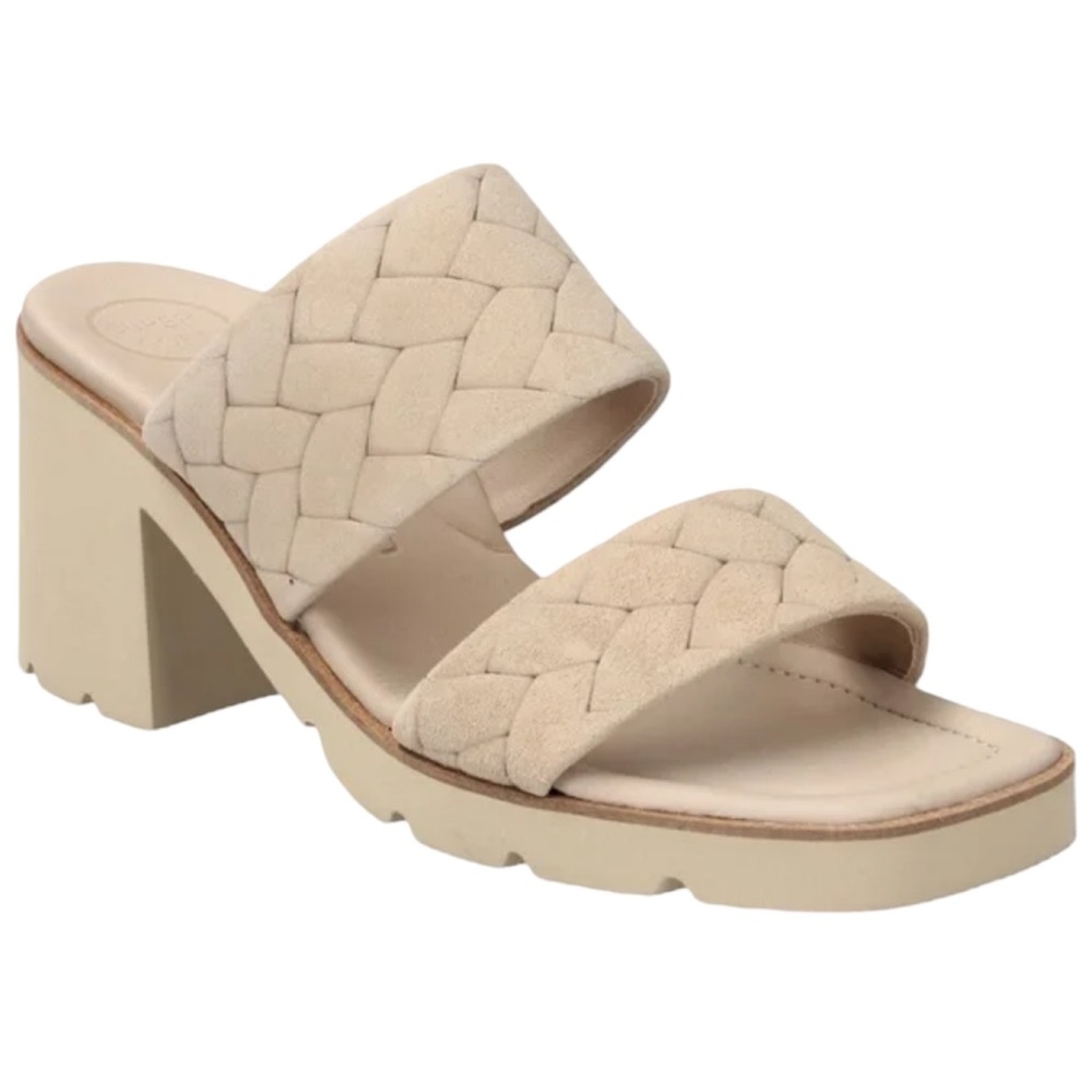 PAUL GREEN Lancy Sabbia Tan Suede Block Heel Sandals Mules Size 10 (UK 7.5)